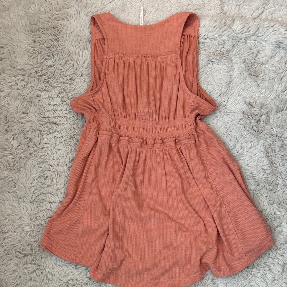 Free People SZ M Beach Bound Coral Sleeveless Empire Waist Women’s  Blouse - Picture 7 of 10